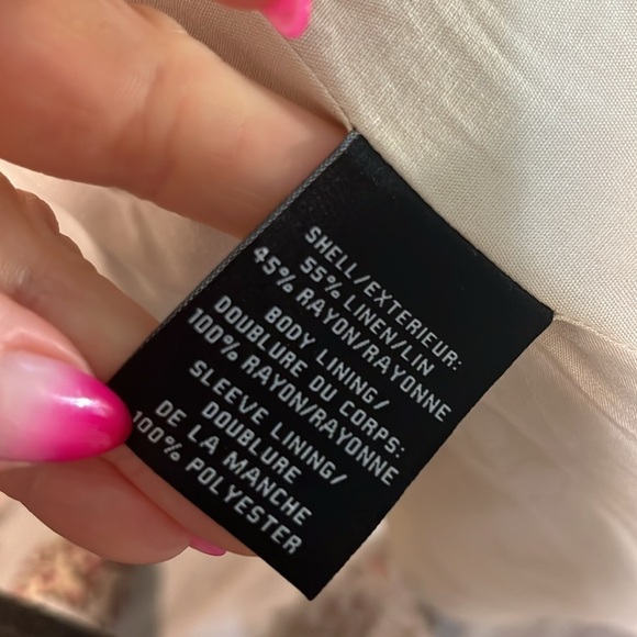 7 For All Mankind Blazer Linen Blend Closet Staple One Button Closure Size Large - Picture 9 of 11